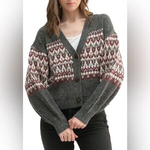 Lush NWOT Gray and Pink Patterned Cardigan